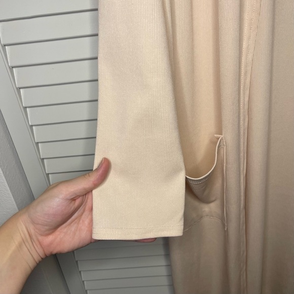 Grace Karin Long Sleeve Duster Length Open Front Pink Cardigan with Pockets - Picture 4 of 7